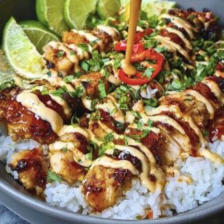 Bang Bang Chicken Skewers with Coconut Sticky Rice